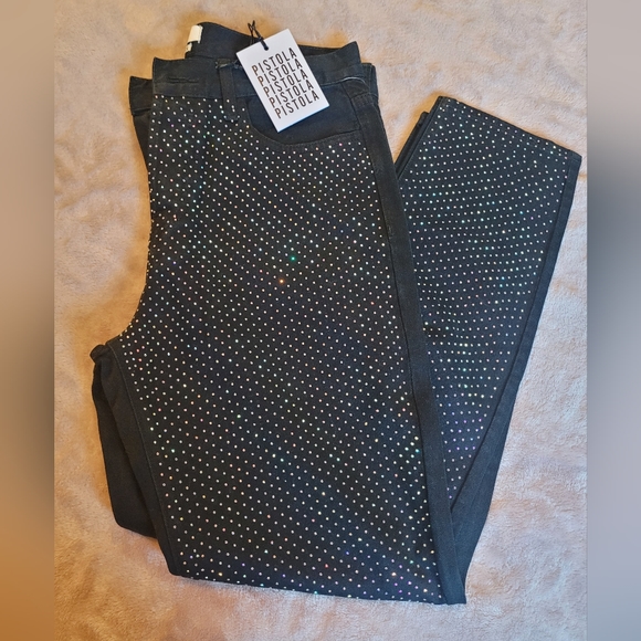 🩶 NWT Pistola Jeans with rhinestones Size 28 - Picture 3 of 5